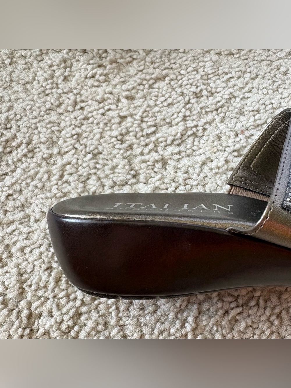 Italian Shoemakers Bronze Metallic Slide Sandals with Sparkle Straps Size 6 - Picture 6 of 8